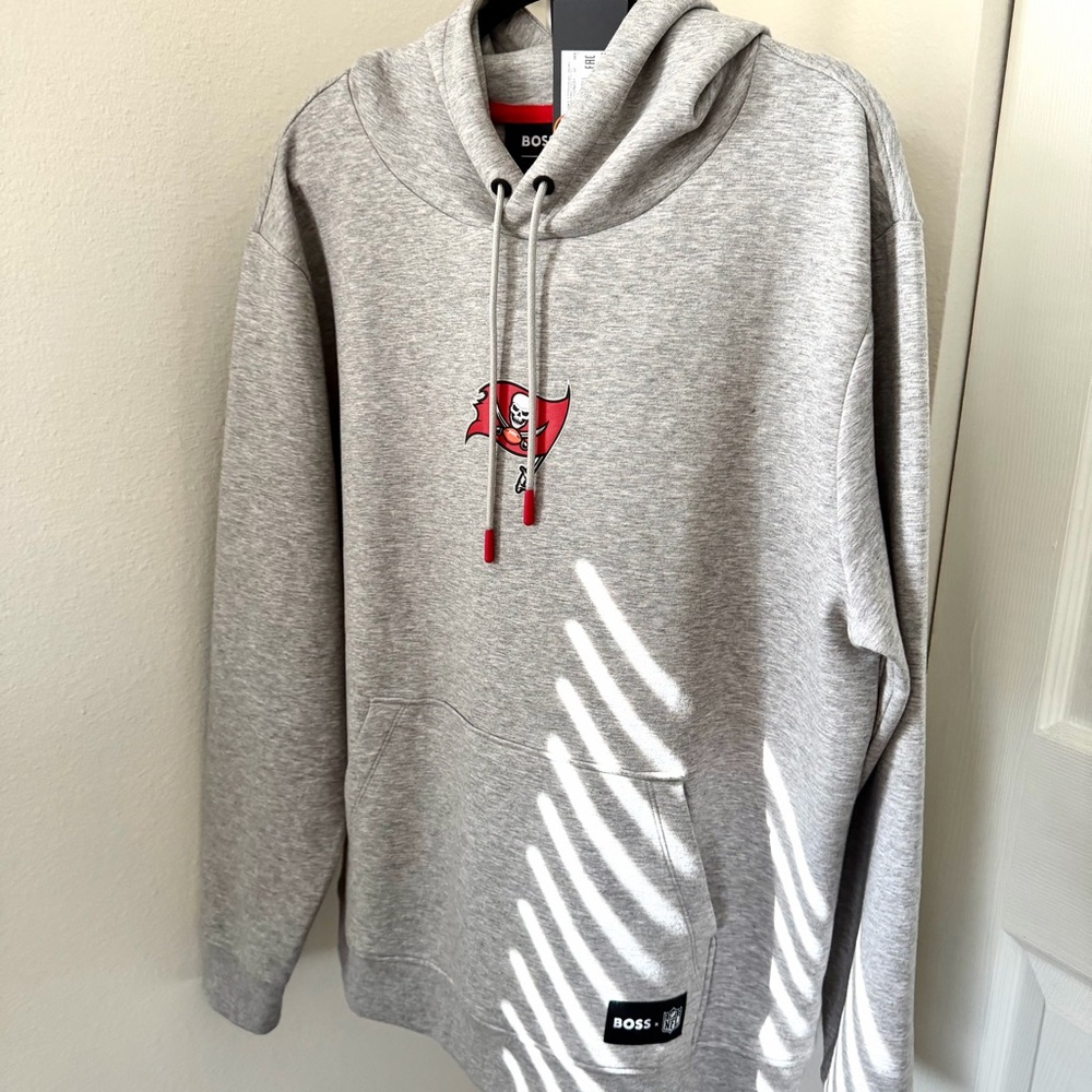 NWT🔖BOSS NFL Woodson Graphic Hoodie Grey BUCS Tampa Bay Sweatshirt